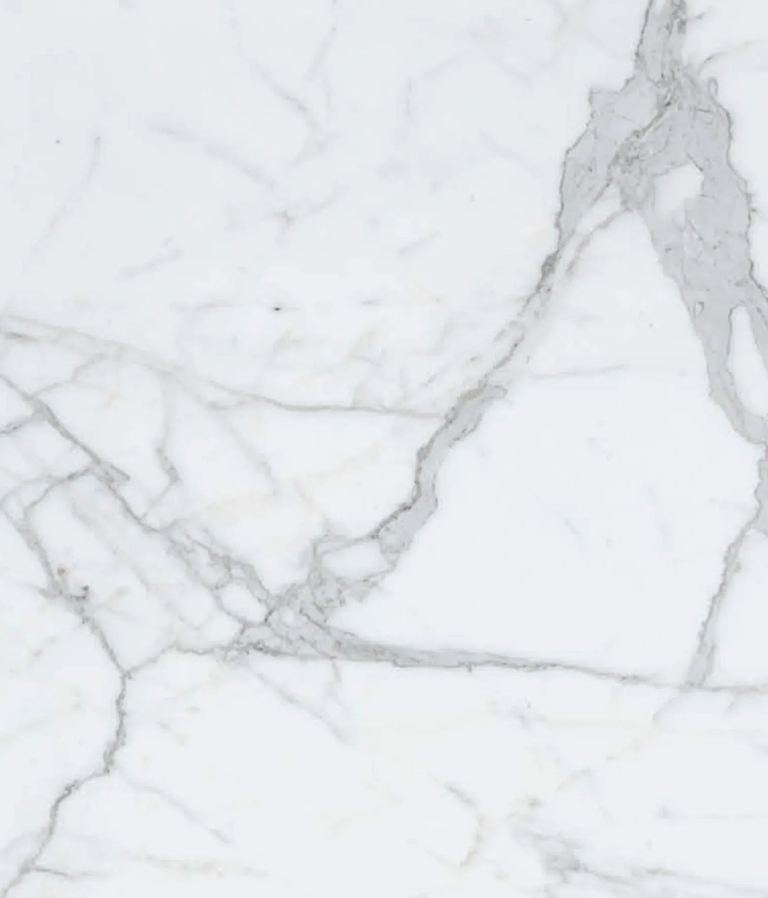 Statuario Premium slab, bright white ground with bold, well-spaced grey veins
